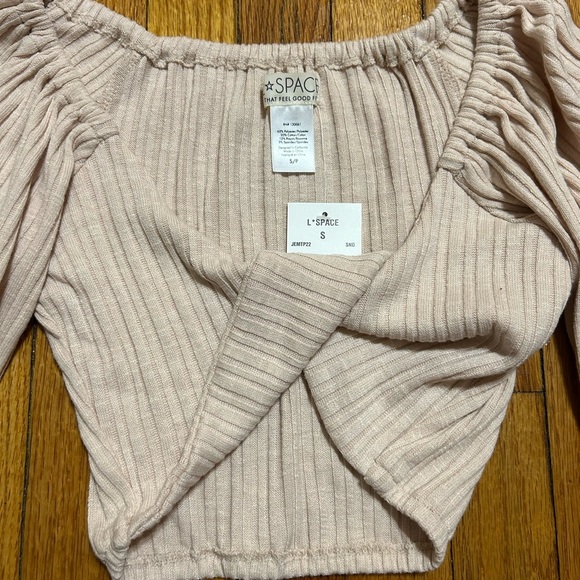 NWT L Space  ‘Jemma’ Crop Top Small Sand Beige Twist Front - Picture 3 of 7